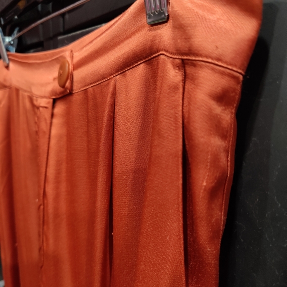 NEW Anthropologie Corey Lynn Calter Dark Orange Satin Petra Trousers M - Picture 10 of 15